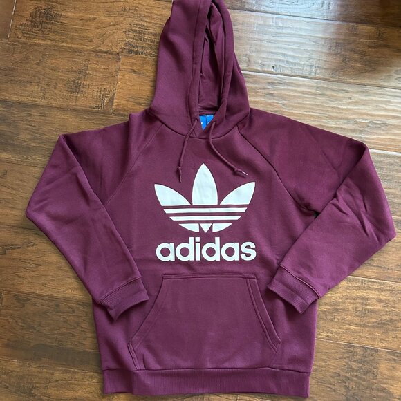 adidas Other - Adidas mens trefoil hoodie burgundy maroon sweatshirt like new size Medium M